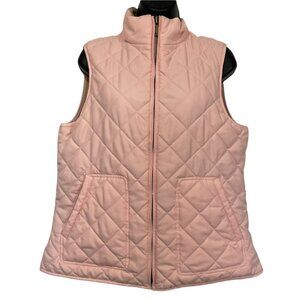 Chaps Vest Quilted Reversible Pink Tan Size M